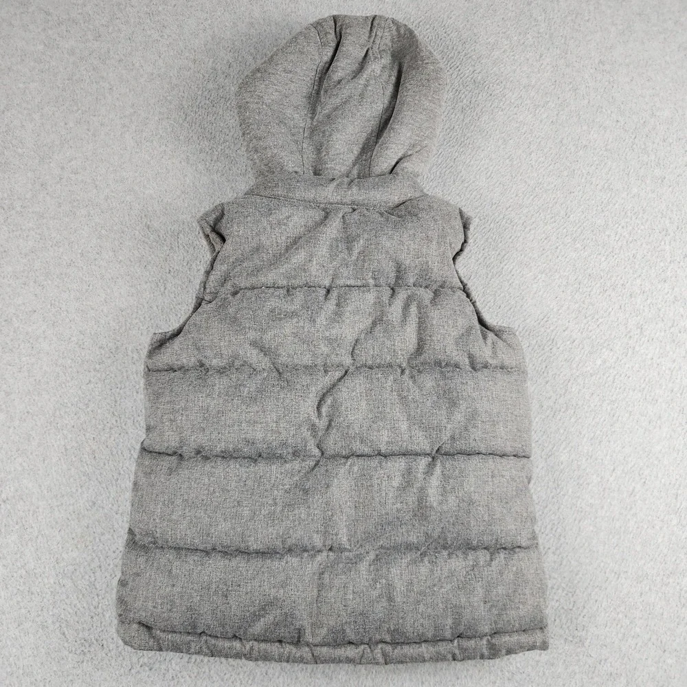 Old Navy Puffer Vest Unisex Kids 5T Gray Fleece Lined Sherpa Hooded Full Zipper